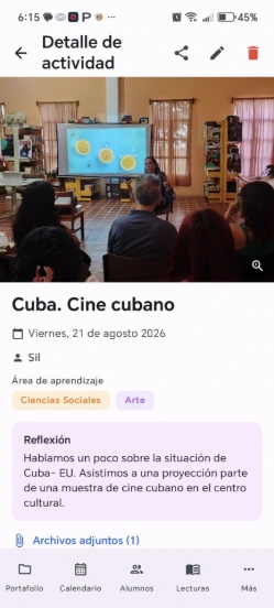 Detalle de una actividad registrada en EVIAP